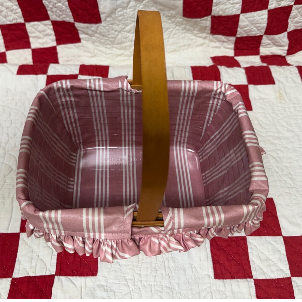 Longaberger Handwoven Basket Pink Striped Liner Plastic Protector Dresden Ohio
